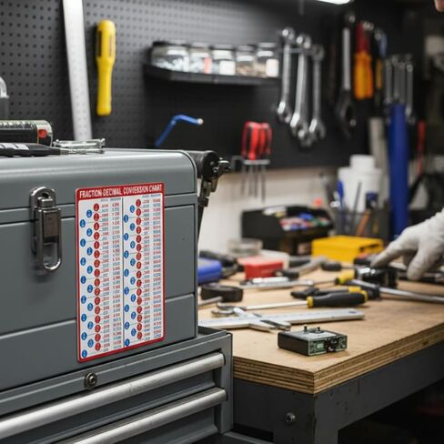 جزء من عشري إلى ملليمتر (مم) ملصق مغناطيسي لمخطط التحويل، دليل مرجعي سريع مغناطيسي إمبراطوري إلى متري، مخطط بوصة إلى مم، مغناطيس صندوق أدوات 6 × 8 بوصة للتصنيع والإصلاح والأعمال الخشبية in Kuwait