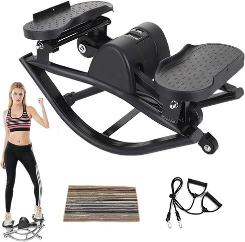 جهاز Rock Fitness Stepper للتمرين في المنزل، 2026 جهاز Rock Stepper 2.0 الجديد على شكل حرف U مع شاشة رقمية، سعة 330 رطل، آلة تمرين للساقين والأرداف، جهاز ستيبر جانبي مدمج للمنزل in Kuwait