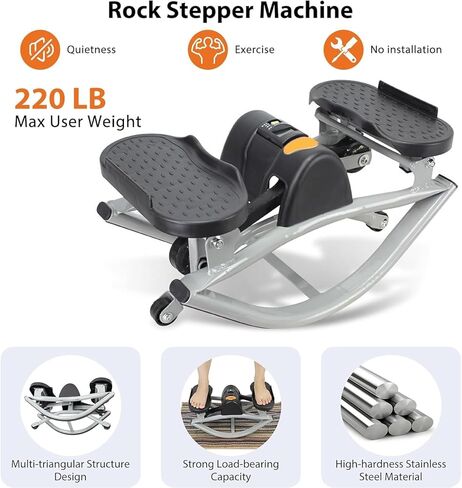 جهاز Rock Fitness Stepper للتمرين في المنزل، 2026 جهاز Rock Stepper 2.0 الجديد على شكل حرف U مع شاشة رقمية، سعة 330 رطل، آلة تمرين للساقين والأرداف، جهاز ستيبر جانبي مدمج للمنزل in Kuwait