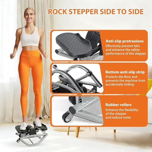جهاز Rock Fitness Stepper للتمرين في المنزل، 2026 جهاز Rock Stepper 2.0 الجديد على شكل حرف U مع شاشة رقمية، سعة 330 رطل، آلة تمرين للساقين والأرداف، جهاز ستيبر جانبي مدمج للمنزل in Kuwait