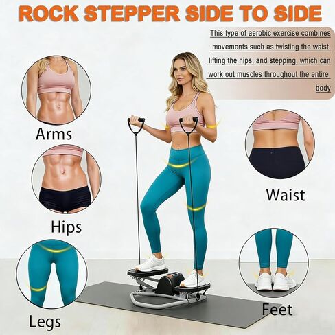 جهاز Rock Fitness Stepper للتمرين في المنزل، 2026 جهاز Rock Stepper 2.0 الجديد على شكل حرف U مع شاشة رقمية، سعة 330 رطل، آلة تمرين للساقين والأرداف، جهاز ستيبر جانبي مدمج للمنزل in Kuwait