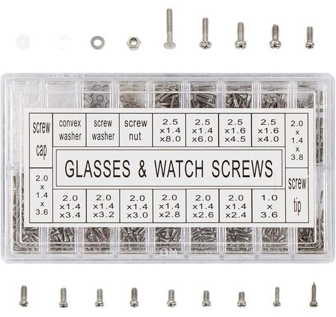 1000pcs Screws for Eyeglass Screws, Stainless Steel Sunglasses Repair Kit Micro Nuts Assortment for Spectacles Watch Sunglasses Repair in Saudi Arabia