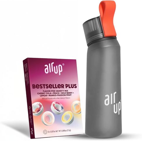 Air Up® Water Bottle (22 أوقية) للمدرسة ، الرياضة ، صالة الألعاب الرياضية | يتضمن 5 قرون الرائحة والقش | زجاجة بنكهة باللون الرمادي - أيضًا للأطفال ، الأولاد ، الفتيات | لا سعرات حرارية وخالية من السكر ومناسبة للكربنة in Kuwait