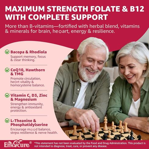 L-Methylfolate 15mg & 2,000 mcg Methyl B12 Gummies, Extra Strength Methylation Support for Women and Men, Active 5-MTHF with CoQ10, Magnesium, TMG, L-Theanine, B1 B2 B6 B9 for Cognitive, Energy,60Cts in Kuwait