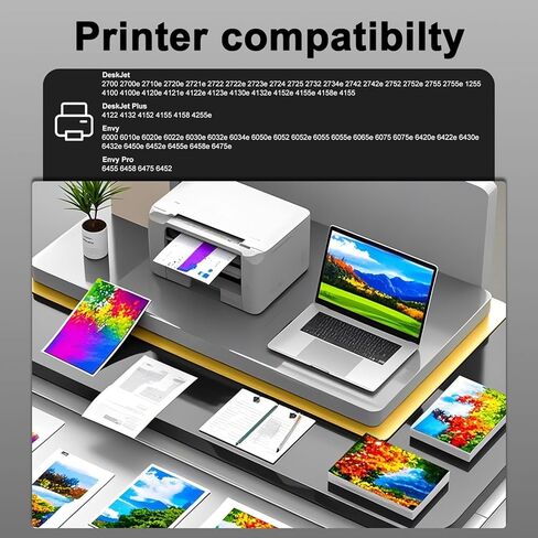 خراطيش حبر 68e سوداء/ثلاثية الألوان (عبوة من قطعتين) بديلة لطابعة HP Ink 68 68e Ink Works لطابعة Envy 6100e 6552e 6555e 6558e 6155e 6152e (1 أسود، 1 لون) in Kuwait