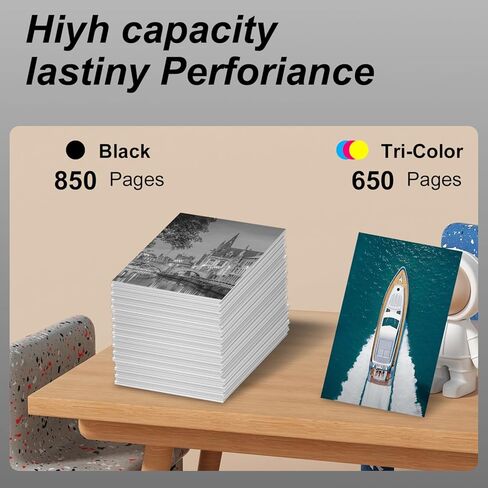 خراطيش حبر 68e سوداء/ثلاثية الألوان (عبوة من قطعتين) بديلة لطابعة HP Ink 68 68e Ink Works لطابعة Envy 6100e 6552e 6555e 6558e 6155e 6152e (1 أسود، 1 لون) in Kuwait