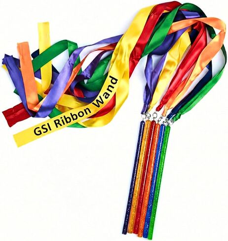GSi Ribbon Rings for Kids – 6-Pack with Storage Bag and 12 Flowing Ribbons Each Dance Ribbons, Classroom Movement, Gymnastics, Party Favors in Saudi Arabia