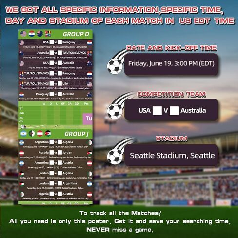 ملصق جدول كأس العالم من AhfuLife 2026، مقاس A2 - 23.3 بوصة × 16.5 بوصة، قطعتان من بضائع كأس العالم 2026، ديكورات مخططات جدارية لتقويم كرة القدم، لوحة جدارية لبطولات كرة القدم لمحبي ديكور المنزل والمكتب والحفلات in Kuwait