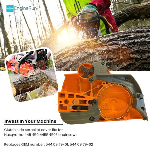 445 450 Clutch Side Sprocket Cover with Chain Brake Assembly Compatible with Husqvarna 445 450 Chainsaw Replacement Parts OEM 544097901 544097902 in Kuwait