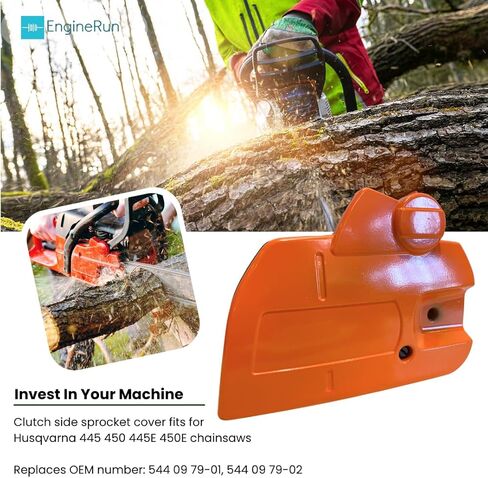 445 450 Clutch Side Sprocket Cover with Chain Brake Assembly Compatible with Husqvarna 445 450 Chainsaw Replacement Parts OEM 544097901 544097902 in Kuwait