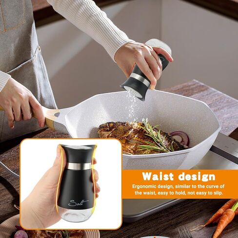 مجموعة هزازات الملح والفلفل مع حامل، شاكر الملح 4oz مع غطاء من الفولاذ المقاوم للصدأ، علب توابل الفلفل القابلة لإعادة الملء للمطبخ والطهي المنزلي والشواء والتخييم (الحجم: 4 أونصة) in Kuwait