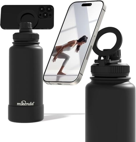 32oz Insulated Tumbler with Magnetic Phone Holder, Gym Water Bottle | Leak Proof Lid, 24hr Cold & 12hr Hot, Non-Slip Base | Travel Mug, Reusable & Eco-Friendly (indigo, 32, ounces) in Saudi Arabia