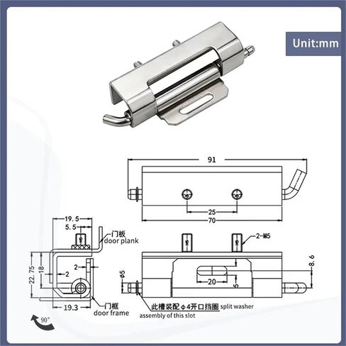 مفصل مخفي 304 من الفولاذ المقاوم للصدأ قابل للفصل قطعة واحدة in Kuwait
