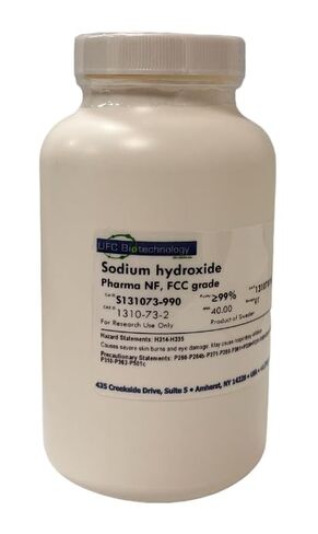 99.5+% Sodium Hydroxide Pellets (Caustic Soda) - F.C.C/N.F Grade (Food/Pharma Grade) - 500G in Kuwait