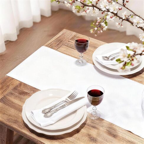 FOLINS&HOME White Table Runner 36 Inches Long - Decorative Waterproof 210GSM Runner Table Cloth, Washable & Reusable Table Runners for Dining, Wedding, Party, Kitchen & Everyday Decor, 12x36 Inch in Saudi Arabia
