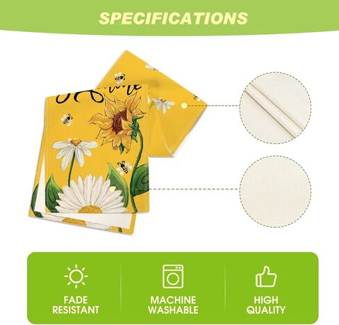 Artoid Mode Yellow Sunflowers Daisy Bees Summer Table Runner, Seasonal Spring Kitchen Dining Table Decoration for Home Party Decor 13x72 Inch in Saudi Arabia