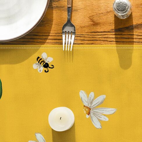 Artoid Mode Yellow Sunflowers Daisy Bees Summer Table Runner, Seasonal Spring Kitchen Dining Table Decoration for Home Party Decor 13x72 Inch in Saudi Arabia