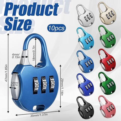 10 قطع قفل مجمع، مجموعات من 3 أرقام، قفل كومبو قابل لإعادة الضبط، أقفال تشفير آمنة، قفل مقاوم للماء في الهواء الطلق، مجموعة صغيرة قابلة لإعادة الضبط in Kuwait