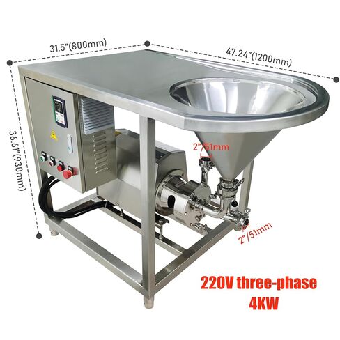 مضخة استحلاب عالية القص INTSUPERMAI 220 فولت، مستحلب الخالط من الفولاذ المقاوم للصدأ، خلاط تشتيت عالي القص 4 كيلو وات، مضخة مستحلب مع حامل قمع 3400 دورة في الدقيقة 0-4 طن/ساعة لخلط استحلاب التشتت in Kuwait