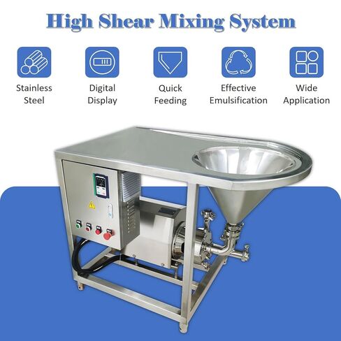 مضخة استحلاب عالية القص INTSUPERMAI 220 فولت، مستحلب الخالط من الفولاذ المقاوم للصدأ، خلاط تشتيت عالي القص 4 كيلو وات، مضخة مستحلب مع حامل قمع 3400 دورة في الدقيقة 0-4 طن/ساعة لخلط استحلاب التشتت in Kuwait