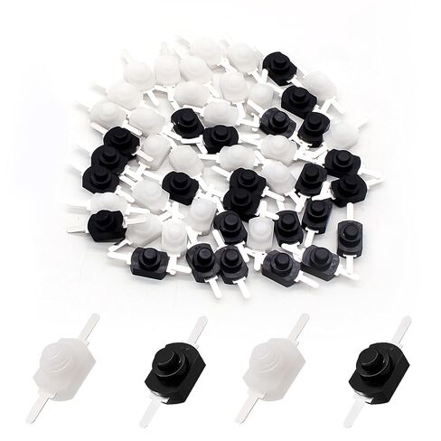 50Pcs Self-Lock Micro Push Button Switch Latching Mini ON/Off Switch DC 30V 1A, for DIY Lighting Projects Like Lamp Light Wall Outlet SMD Flashlight Type 1208 (Black & White) in Saudi Arabia