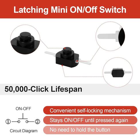 50Pcs Self-Lock Micro Push Button Switch Latching Mini ON/Off Switch DC 30V 1A, for DIY Lighting Projects Like Lamp Light Wall Outlet SMD Flashlight Type 1208 (Black & White) in Saudi Arabia