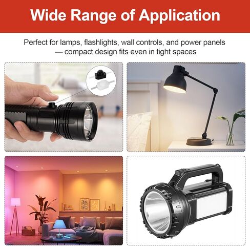 50Pcs Self-Lock Micro Push Button Switch Latching Mini ON/Off Switch DC 30V 1A, for DIY Lighting Projects Like Lamp Light Wall Outlet SMD Flashlight Type 1208 (Black & White) in Saudi Arabia