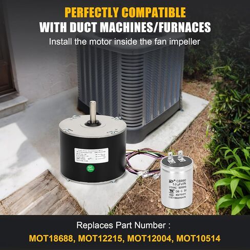 محرك مروحة مكثف MOT18688، 1/8 HP 208/230V 825 دورة في الدقيقة، بديل لترين، استبدل MOT18688 MOT12215 MOT12004 MOT10514 in Kuwait