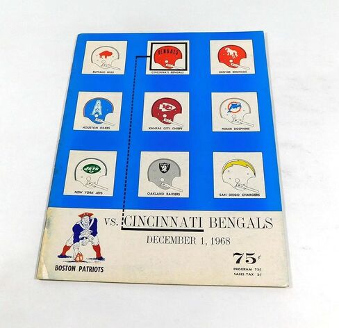 1968 Cincinnati Bengals at Boston Patriots AFL Football Program 12-1-68 - NFL Programs in Saudi Arabia