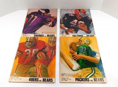 الكثير من (7) برامج مختلفة لكرة القدم NFL Chicago Bears لعام 1966 DA065787 - برامج NFL in Saudi Arabia