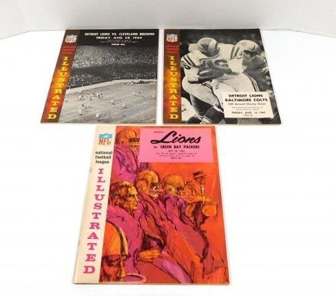 Lot of (5) Different 1964 Detroit Lions NFL Football Programs - NFL Programs in Saudi Arabia