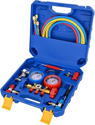 Nilight A/C Manifold Gauge Set Fits for R134a R12 R22 R502 3-Way Auto HVAC Diagnostic Gauges Refrigerant Recharge kit with Quick Couplers 5FT Hoses Universal Can Tap in Saudi Arabia