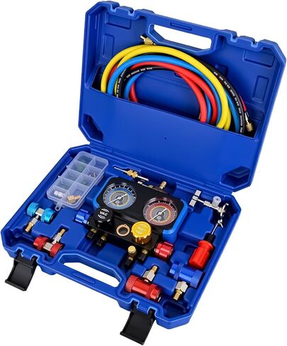 Nilight A/C Manifold Gauge Set Fits for R134a R12 R22 R502 3-Way Auto HVAC Diagnostic Gauges Refrigerant Recharge kit with Quick Couplers 5FT Hoses Universal Can Tap in Saudi Arabia