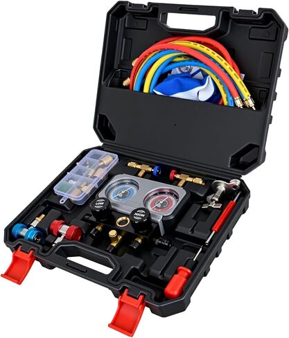 Nilight A/C Manifold Gauge Set Fits for R134a R12 R22 R502 3-Way Auto HVAC Diagnostic Gauges Refrigerant Recharge kit with Quick Couplers 5FT Hoses Universal Can Tap in Saudi Arabia