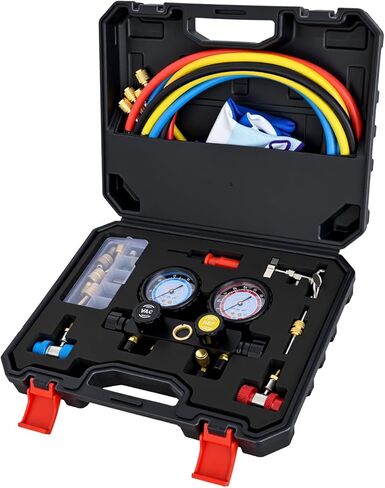 Nilight A/C Manifold Gauge Set Fits for R134a R12 R22 R502 3-Way Auto HVAC Diagnostic Gauges Refrigerant Recharge kit with Quick Couplers 5FT Hoses Universal Can Tap in Saudi Arabia