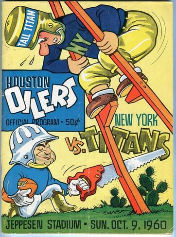 1960 نيويورك تايتنز (جيتس) @ هيوستن أويلرز 10/9/60 برنامج AFL تشيس السنة الأولى - برامج اتحاد كرة القدم الأميركي in Saudi Arabia