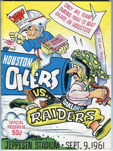 1961 Oakland Raiders @ Houston Oilers 9/9/61 AFL Program Chase Very Nice! - NFL Programs in Saudi Arabia