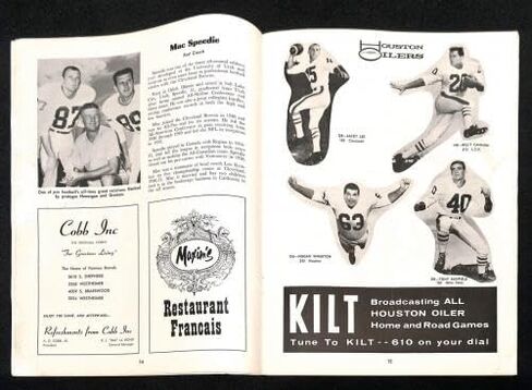 1961 Oakland Raiders @ Houston Oilers 9/9/61 AFL Program Chase Very Nice! - NFL Programs in Saudi Arabia