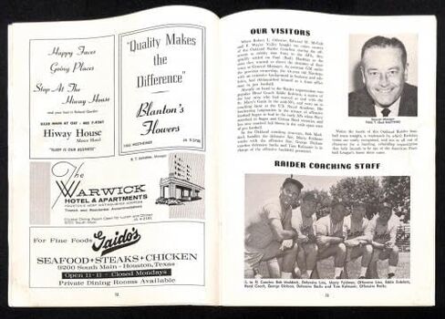 1961 Oakland Raiders @ Houston Oilers 9/9/61 AFL Program Chase Very Nice! - NFL Programs in Saudi Arabia