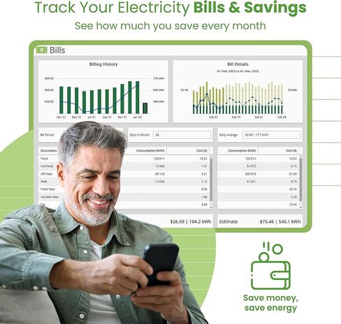 Eyedro Home Energy Monitor – Real-Time Electricity Usage Monitor with Solar Net Metering – Whole House Power Consumption Monitor – WiFi/Ethernet Smart Energy Meter with Reports & History, 2 Sensors in Kuwait