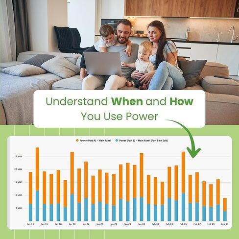 Eyedro Home Energy Monitor – Real-Time Electricity Usage Monitor with Solar Net Metering – Whole House Power Consumption Monitor – WiFi/Ethernet Smart Energy Meter with Reports & History, 2 Sensors in Kuwait