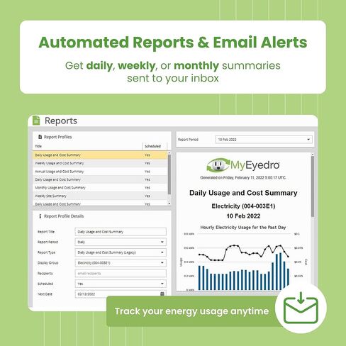 Eyedro Home Energy Monitor – Real-Time Electricity Usage Monitor with Solar Net Metering – Whole House Power Consumption Monitor – WiFi/Ethernet Smart Energy Meter with Reports & History, 2 Sensors in Kuwait