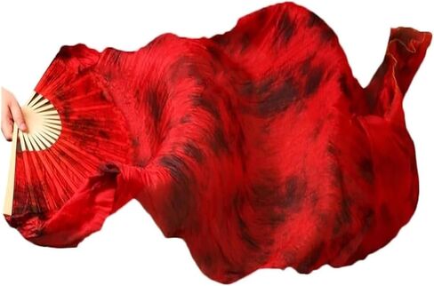 Silk Fans,Belly Dance Fans Left Hand Dyed Fan Long Fan Real Silk Dance Practice Performance Silk Gradient Color Fans(13,120x90cm) in Saudi Arabia