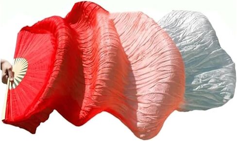 Silk Fans,Belly Dance Fans Left Hand Dyed Fan Long Fan Real Silk Dance Practice Performance Silk Gradient Color Fans(13,120x90cm) in Saudi Arabia