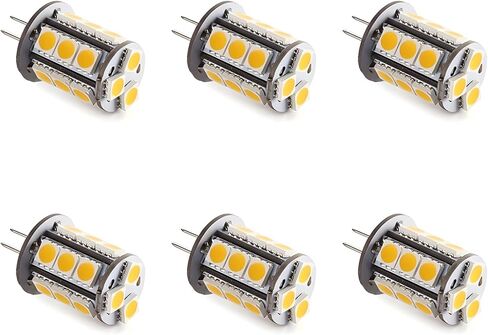 لمبة إضاءة LED T3 G4 ثنائية الدبوس 12VAC/DC الجهد المنخفض 3 وات لون أبيض دافئ 2700K-3000K لإضاءة المناظر الطبيعية الخارجية وأضواء المسار والسطح والخطوة وأضواء الرصف حزمة من 6 in Kuwait