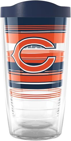 Tervis NFL Chicago Bears - خطوط Hype مصنوعة في الولايات المتحدة الأمريكية، كوب سفر معزول بجدار مزدوج يحافظ على المشروبات باردة وساخنة، 16oz، كلاسيكي in Saudi Arabia