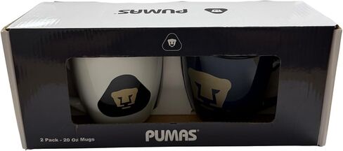 Simran International Pumas UNAM de La Liga MX 2-Pack Tapered Coffee Mug Set with Team Logo, 20 oz in Kuwait