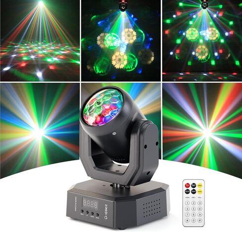 Mini Stage Lights Moving Head Light, 30W LED Beam Light with Magic Ball Beam & Pattern Effect, DMX512/Remote/Sound-Activated DJ Moving Lights for Party Birthday Festival Home, 1 Pack in Saudi Arabia