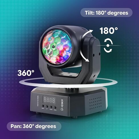 Mini Stage Lights Moving Head Light, 30W LED Beam Light with Magic Ball Beam & Pattern Effect, DMX512/Remote/Sound-Activated DJ Moving Lights for Party Birthday Festival Home, 1 Pack in Saudi Arabia