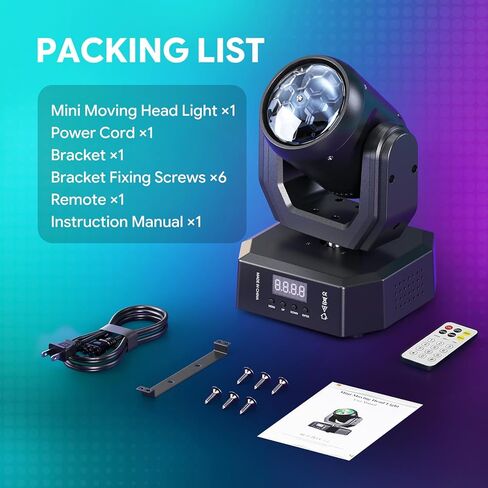 Mini Stage Lights Moving Head Light, 30W LED Beam Light with Magic Ball Beam & Pattern Effect, DMX512/Remote/Sound-Activated DJ Moving Lights for Party Birthday Festival Home, 1 Pack in Saudi Arabia